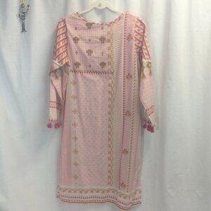 Zeen Size *14 (10) Lawn Shirt in Pinks and Gold